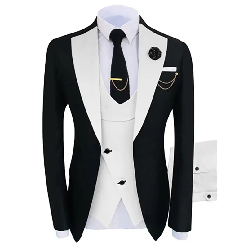 New Costume Homme Popular Clothing Luxury Party Stage Men's Suit Groomsmen Regular Fit Tuxedo 3 Pieces Set Jacket+Trousers+Vest