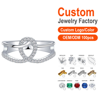 Bague en Argent Plaqué 925 Double Boucle avec Zirconium Cubique Micro-Pavé AAA – Bijou Tendance pour Mariage, Fête, Cadeau de Mariée – Vente en Gros