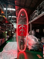Planche de SUP transparente en PC avec LED, capacité de charge 150 kg, avec accessoires complets