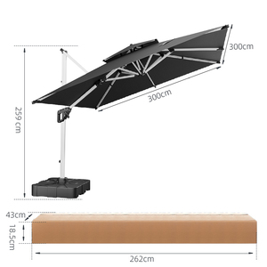 <span class=keywords><strong>Parasol</strong></span> d'extérieur imperméable UPF 50+ avec <span class=keywords><strong>protection</strong></span> <span class=keywords><strong>UV</strong></span>, 3x3m, grand <span class=keywords><strong>parasol</strong></span> <span class=keywords><strong>déporté</strong></span> pour la plage - Product Image 2