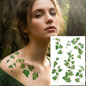 Autocollant de tatouage temporaire en forme de feuille, impression numérique, film PET, application sur bras, taille unique, imperméable, durable 1 à 3 semaines - Product Image 4