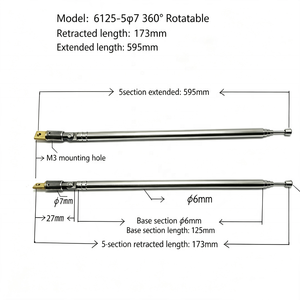 Antena telescópica retráctil universal de 5 secciones, giratoria 360 grados, 173-595 mm, 6 mm, para receptor de radio FM, <span class=keywords><strong>TV</strong></span> y estéreo - Product Image 4