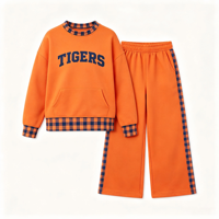 Ensemble sweat-shirt et pantalon large à carreaux pour femme, survêtement décontracté imprimé lettres pour le streetwear
