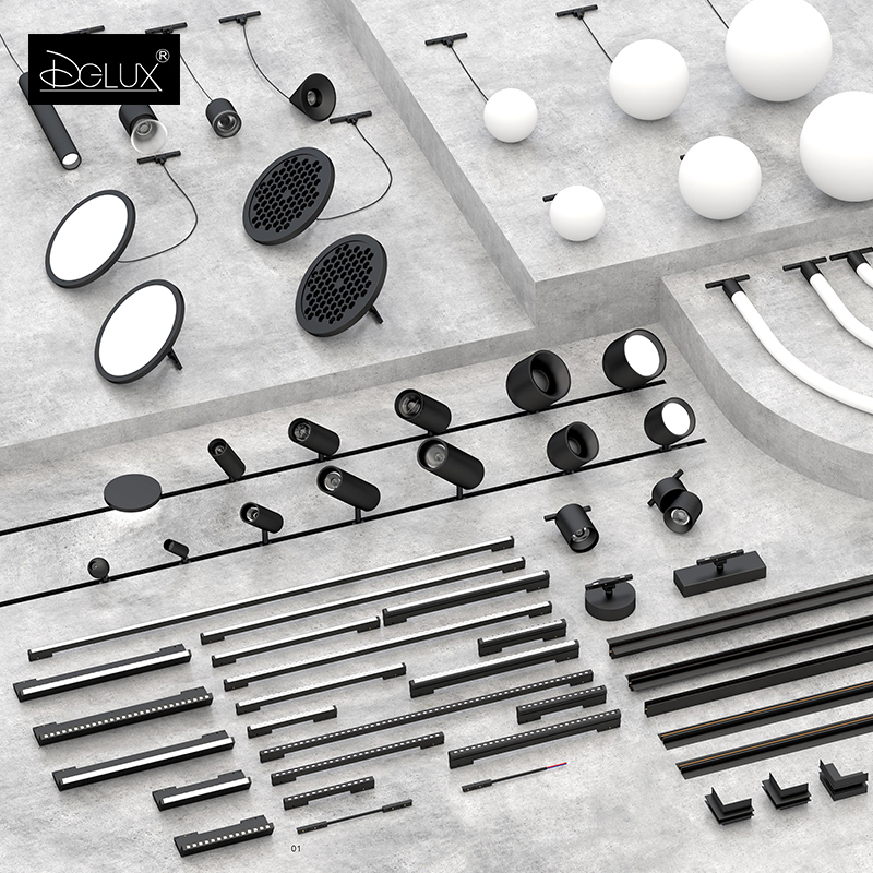 DGLUX LED Aluminum Modern Magnetic Track Lights System Indoor Lighting Ceiling Wall Light Smart Dimming Lamps Track Rail