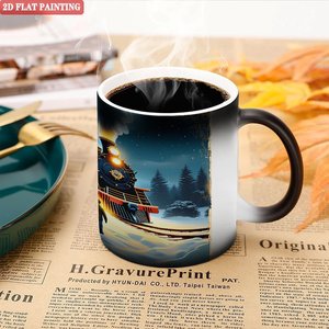 Interactive Color Changing Hot Drink Mug Frosted Black 11oz <b>Ceramic</b> Heat Sensitive Magic <b>Cup</b> - Product Image 4