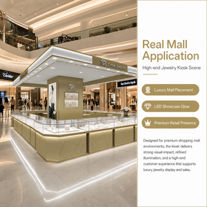 Fancy Jewelry Store Interior Decoration <strong>Showcase</strong> with LED Lighting, Luxury Glass Display Cabinet for Boutique - Product Image 3