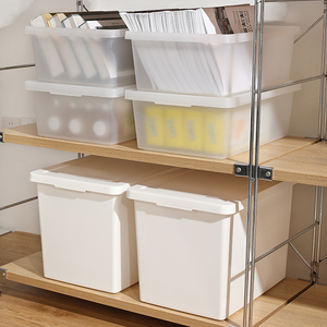 Contenedor de almacenamiento de plástico apilable colorido del fabricante Chenyi con tapa Organizador de almacenamiento de plástico de gran capacidad de varios tamaños - Product Image 1