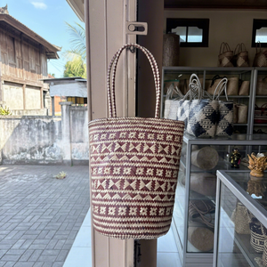 Indonesian's Best Seller Hand-painted <b>Straw</b> Weaved <b>Tote</b> <b>Bag</b> with Solid Color Vintage Style Embroidery Open Top Shopping <b>Bag</b> - Product Image 1