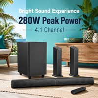 Système de son surround 4.1, barre de son puissante de 280 W avec caisson de basses sans fil, haut-parleur home cinéma pour le divertissement TV