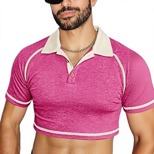 Custom OEM Logo Embroidered Polyester Cotton Blend 220 Grams Men's Polo <b>Sexy</b> Crop Top Shirts Short Sleeve Polo Fashion - Product Image 4