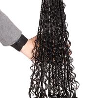 Tresses Boho Rivière Locs Tressage Faux Locs Bouclés Crochet Cheveux Déesse Rivière Bohème Boho Boîte Tresse Synthétique Faux locs