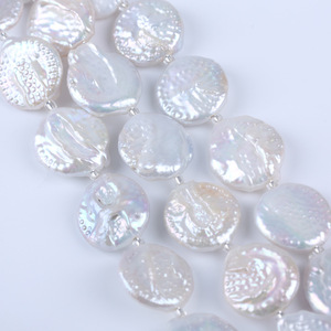 Perles d'eau douce naturelles de 18 cm-20-21 mm, blanches et roses, baroques, trou droit, accessoires de bijoux DIY, boutons en chanvre, perles en vrac - Product Image 2