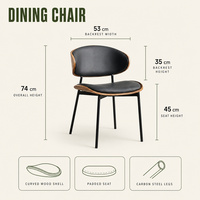 Chaise de salle à manger robuste avec structure en métal thermolaqué moderne pour café et maison