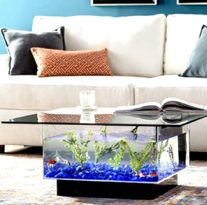 <span class=keywords><strong>Table</strong></span> <span class=keywords><strong>basse</strong></span> rectangulaire de luxe en verre avec <span class=keywords><strong>aquarium</strong></span> de 50L pour usage extérieur, emballage en boîte, mobilier familial - Product Image 2