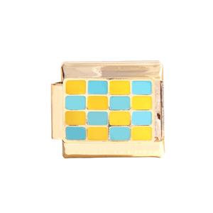 Italian Modular DIY Bracelet Zinc Alloy Checkerboard Geometric Detachable Unisex Jewelry Set - Product Image 4