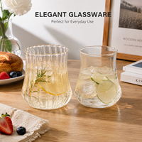 Gobelet moderne en verre borosilicate transparent de 18 oz, à paroi côtelée, pour eau, jus glacé, café, cocktail, maison, restaurant