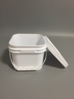 Seau carré en plastique avec couvercle blanc pour crème glacée, aliments, pâtisserie, confiture 1L 2L 5L