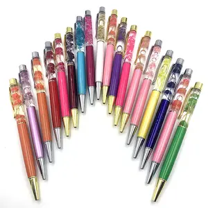 قلم هدايا معدني فاخر مرصع بالماس قلم بشعار مخصص قلم كريستال متعدد الألوان مرصع بالماس للفتيات