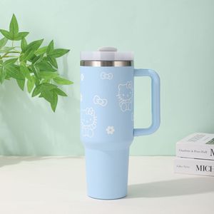 40Oz Tuimelaar Met Handvat Dubbelwandige Vacuümkolf Met Stro En Deksel Vacuüm Metalen Beker Reizen Koffiemok - Product Image 2