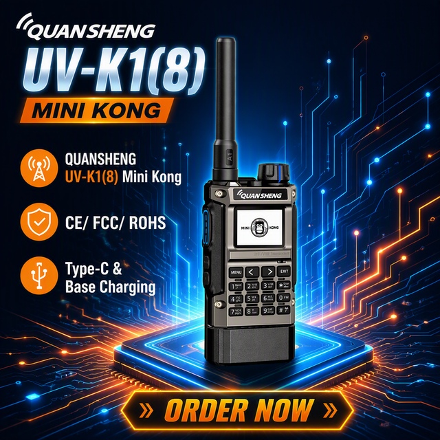 QUANSHENG UV-K1(8) Handheld Walkie Talkie Long Range FM Intercom 5W VHF/UHF