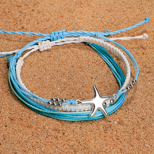 Summer Beach <span class=keywords><strong>Pura</strong></span> <span class=keywords><strong>Vida</strong></span> Style String Bracelet Réglable Empilable Waterproof Sea Turtle Charm Wax Cord Bracelets Set - Product Image 4