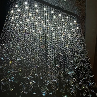 LIANGTE-Lustre Moderne en Cristal Papillon Design pour Hôtel, Long Plafonnier Personnalisé, Grande Suspension, K9