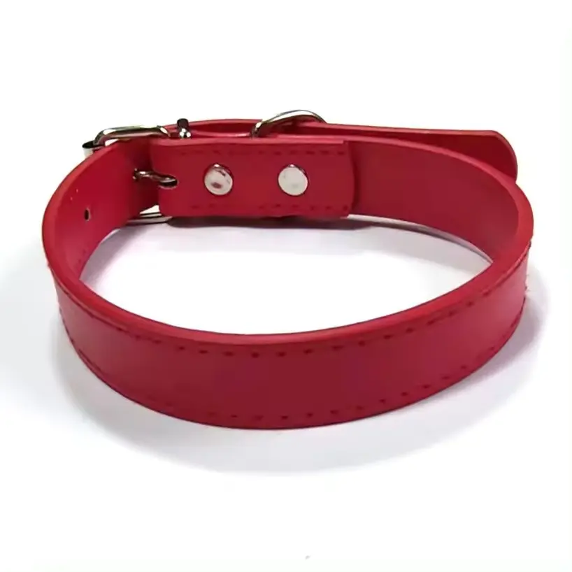 Collier de chien PU de couleur unie collier de chien en cuir véritable chaîne collier de chien de compagnie en gros