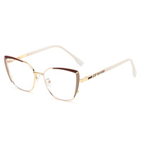 Nouvelles Lunettes Photochromiques Anti-Lumière Bleue Tendance à Motif Géométrique Œil de Chat, Monture Métallique Haut de Gamme Polyvalente pour Tous les Visages
