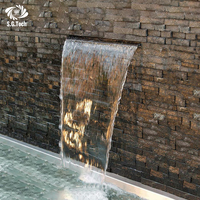Cascade de piscine en acier inoxydable fontaine ornement de jardin cascade de piscine avec LED