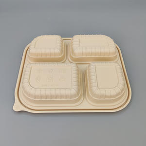 Boîte à lunch jetable en amidon de maïs pour pain vapeur, boîte à lunch personnalisée avec 3/4/5/6 compartiments, contenants alimentaires en amidon de maïs avec couvercles - Product Image 5