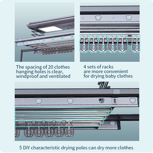 Multiples fonctions Smart Balcon Plafond Électrique Cintre Sèche-linge Séchoir à linge Suspendu Porte-vêtements Levage Séchoir Aluminium - Product Image 4
