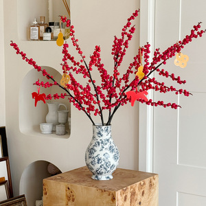 Arreglo Floral Artificial de Bayas Rojas Holly, Fruta de la Fortuna de Seda, Decoración para el Hogar de Año Nuevo Chino - Product Image 3