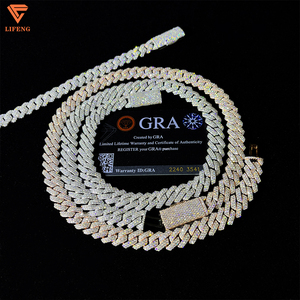 Cadena de Eslabones Cubanos con Moissanita de 10MM 12MM 14MM 15MM 18MM 20mm a Precio Económico, Collar de Eslabones Cubanos Iced Out en Plata de Ley 925 - Product Image 1