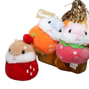 Porte-clés en peluche Kawaii10cm jouets se cachant dans les fruits rond Hamster mignon enfants porte-clés animal en peluche porte-clés - Product Image 1