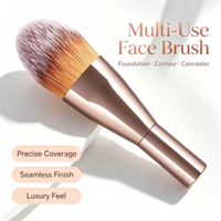 Pinceau de maquillage professionnel à manche court en bois, pinceau fond de teint, pinceau masque, pinceau contour, à une seule extrémité