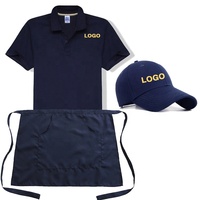 Polo à manches courtes en piqué double 100 % coton avec impression de logo, idéal pour l'été, uniforme de travail pour le personnel de restaurant