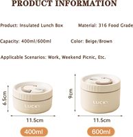 316 Edelstahl Lunchbox Isolierte Brotdose Mikrowellengeeignete Suppenschüssel für Erwachsene Thermischer Lebensmittelbehälter für Büroangestellte