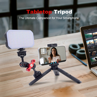 Trépied professionnel en alliage d'aluminium noir Mechrig avec perche d'extension réglable et support à vis 1/4'' pour téléphone et GoPro