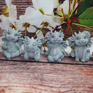 Dragón de dibujos animados de resina clásica, 4 Uds., juego de figuritas DRD22, libros de lectura para el hogar y la decoración para sala de estar, pantalla multihabitación - Product Image 3