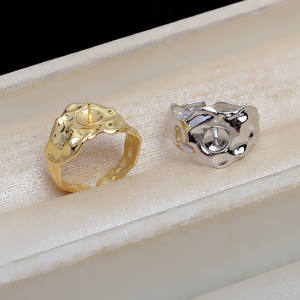 S925 Silver Adjustable Finger Ring Open Alien Design with 7-10 Pearl Accessory Holder <b>Jewelry</b> <b>Findings</b> & <b>Components</b>-5098 - Product Image 5