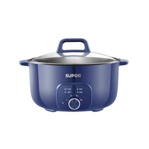 Olla eléctrica Supor de 6L, olla multifuncional de gran capacidad con tapa de vidrio, redonda, azul oscuro, H30YK859 - Product Image 1