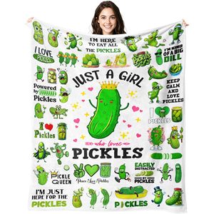 Pickle Cartoon Style Flannel <b>Blanket</b> <b>Throw</b> <b>Blanket</b> Nap <b>Blanket</b> Super Soft Machine Washable for Bed Sofa Couch Custom Print - Product Image 6