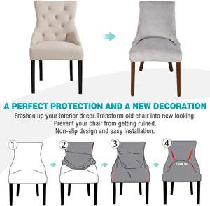天鹅绒翼背侧椅套，拉伸宴会扶手椅保护器口音椅套餐饮 - Product Image 5
