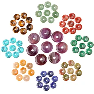 12mm 14MM 16mm Jade cristal Donut colgante piedra Natural piedras preciosas redondas accesorios de joyería