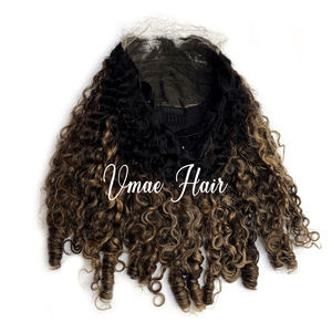 VMAE Russian Highlight Balayage Ash Blonde Exotic Afro Kinky Birmano Rizado Encaje Frontal Peluca Raw Cabello humano Pelucas para mujeres negras - Product Image 3