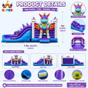 Super Château <span class=keywords><strong>Gonflable</strong></span> Thème Dinosaure 23.6x13.1ft, Château de Saut Commercial <span class=keywords><strong>Gonflable</strong></span> Combo à Vendre - Product Image 3