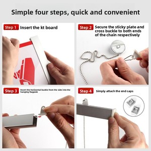Support de suspension carré en alliage d'aluminium <span class=keywords><strong>pour</strong></span> drapeaux publicitaires, drapeaux suspendus et affiches, <span class=keywords><strong>pour</strong></span> supermarchés, couleur argent, marque KT Square Silver China - Product Image 2
