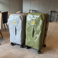 Valise rigide de luxe unisexe classique en PC, design concave-convexe, roues multidirectionnelles universelles, grande capacité, silencieuse, exportée du Royaume-Uni