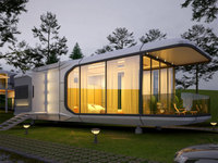 Maison capsule spatiale en acier avec ventilation croisée et moustiquaire, conteneur préfabriqué écologique pour complexes hôteliers insulaires