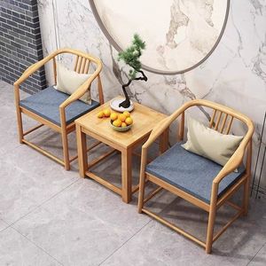 Solid Wood Three Piece Armchair Set <b>Walnut</b> Color Living Room Tea <b>Table</b> Chair Combination New Chinese Style - Product Image 4